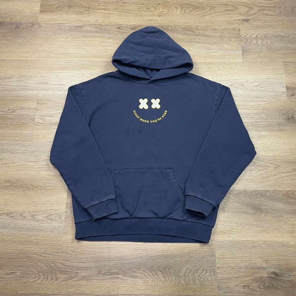 Barstool Sports Hoodie Mens Large Blue Sleep When You Are Dead Pullover